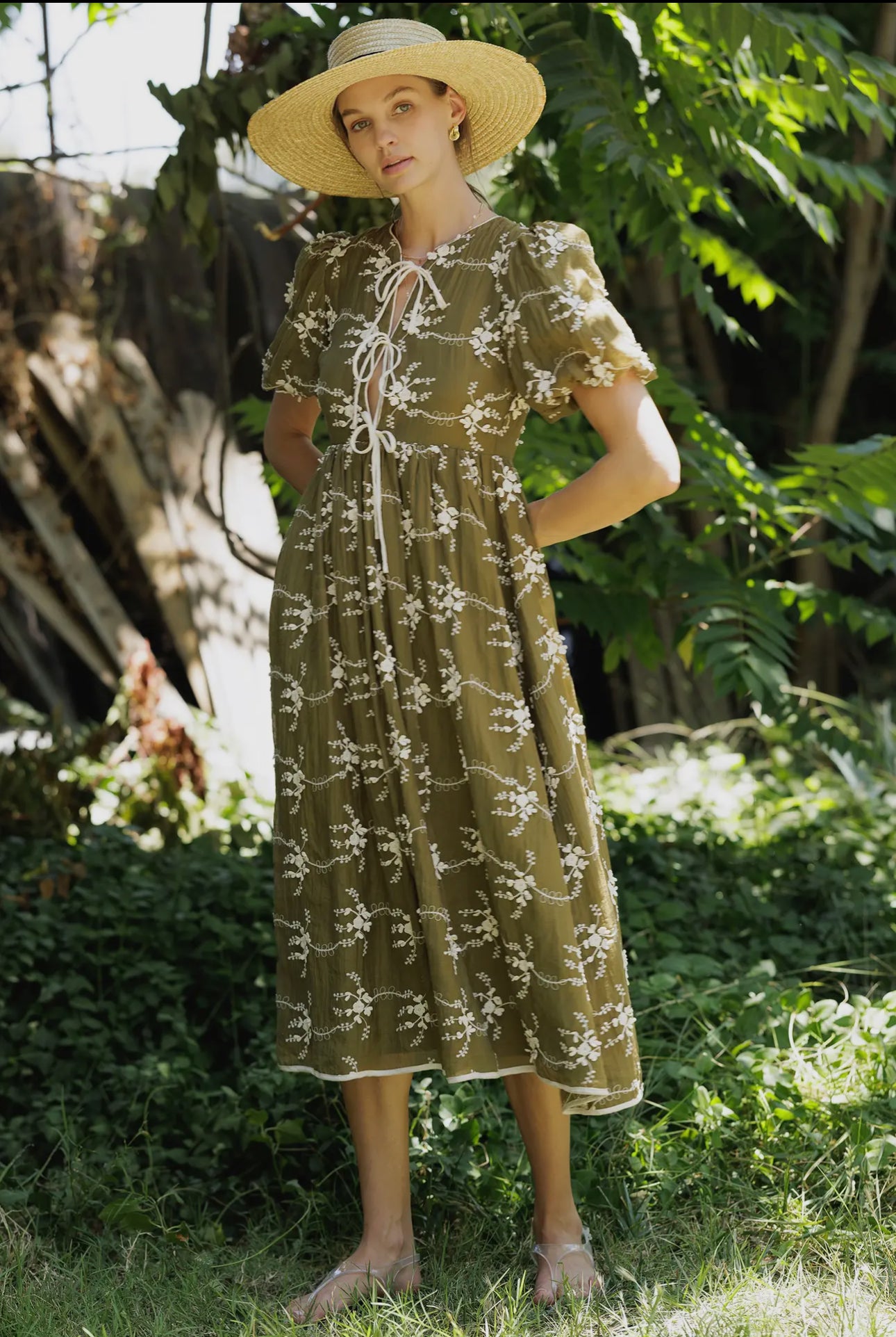 Vintage-Inspired Embroidered Midi Dress