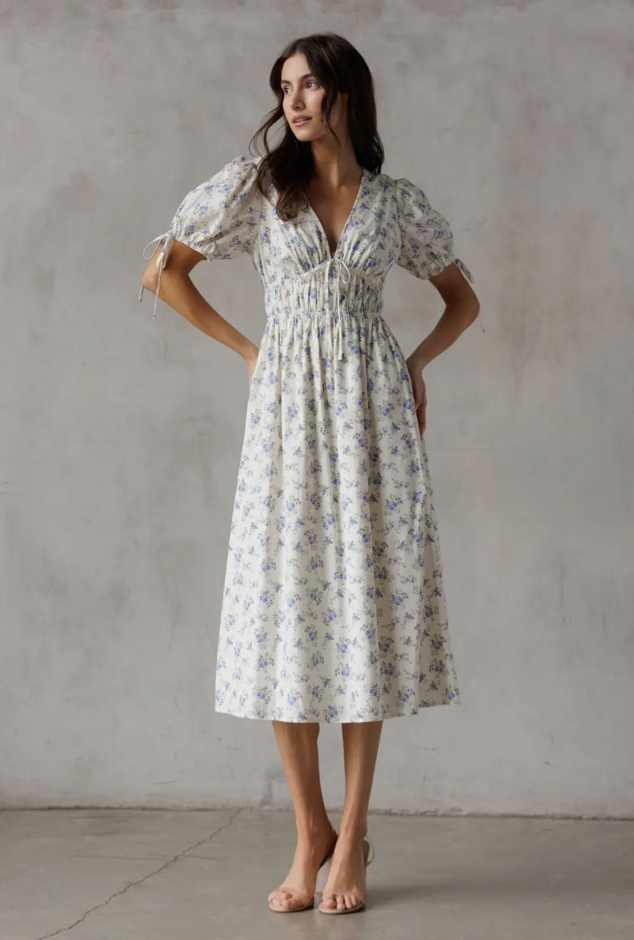 Eve Blue Floral Midi Dress