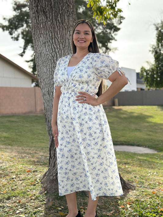 Eve Blue Floral Midi Dress