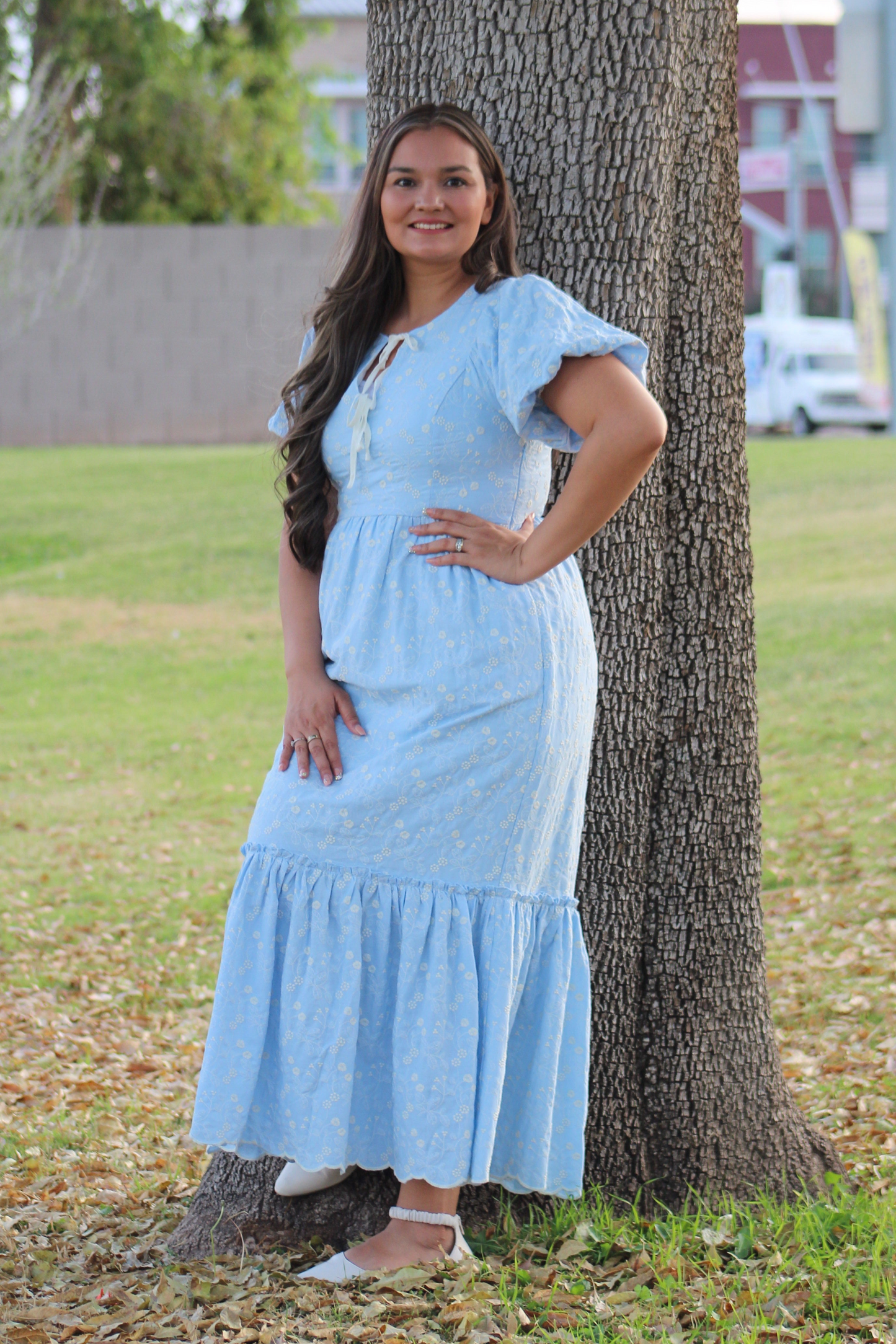 Floral Embroidered Tiered Maxi Dress