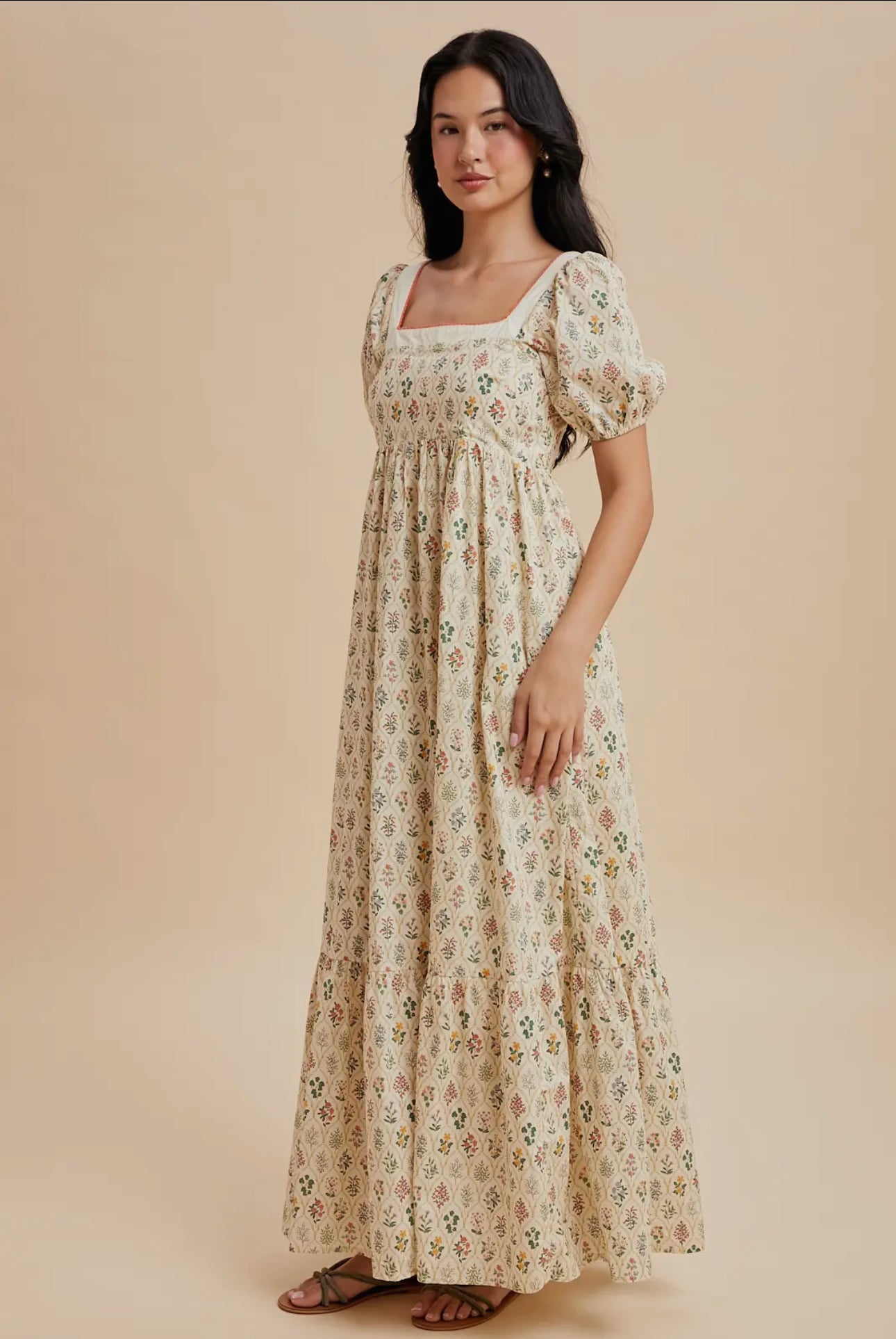 Abigail Cotton Floral Puff Sleeve Maxi Dress