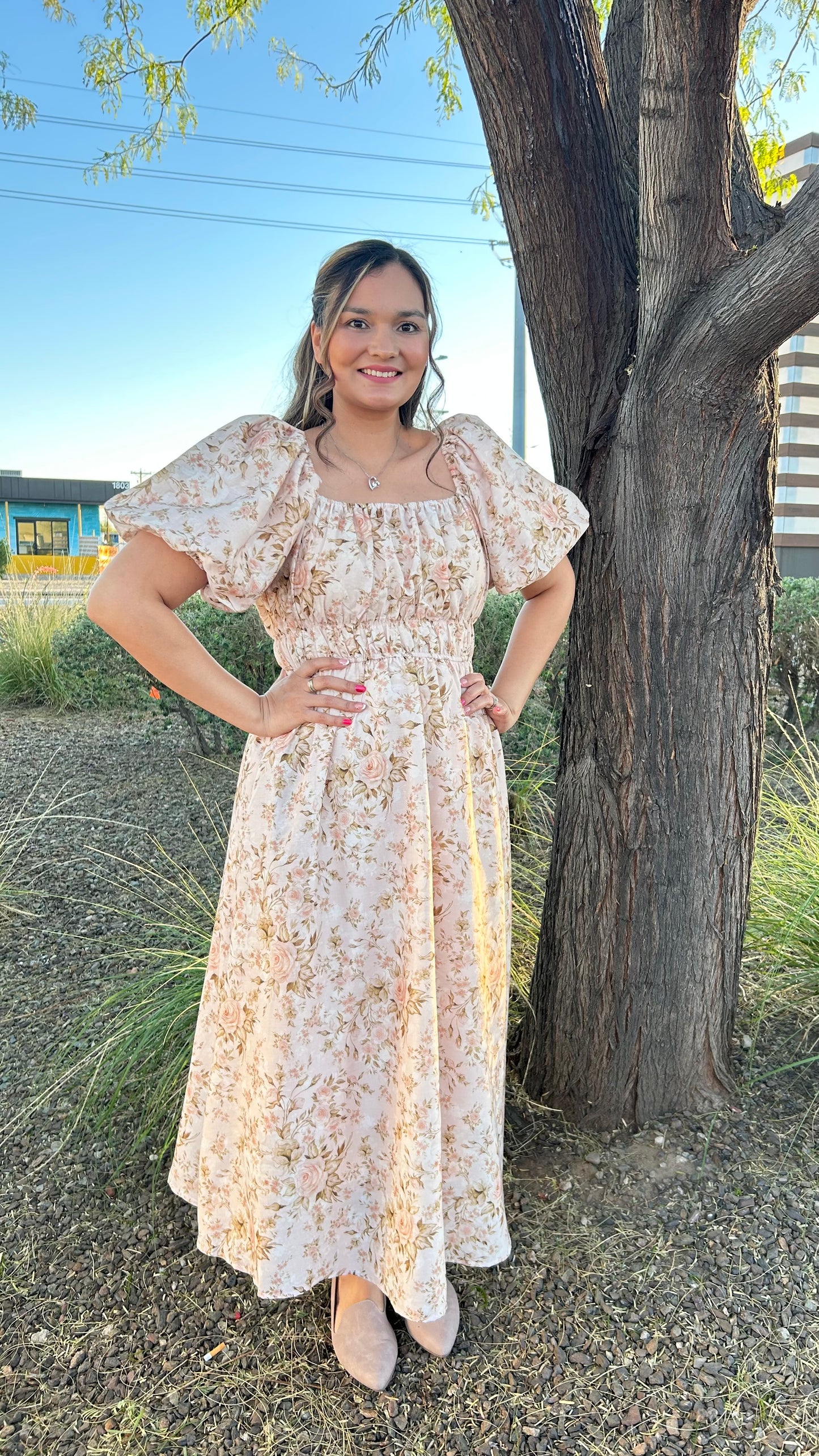 Angie Floral Print Midi Dress