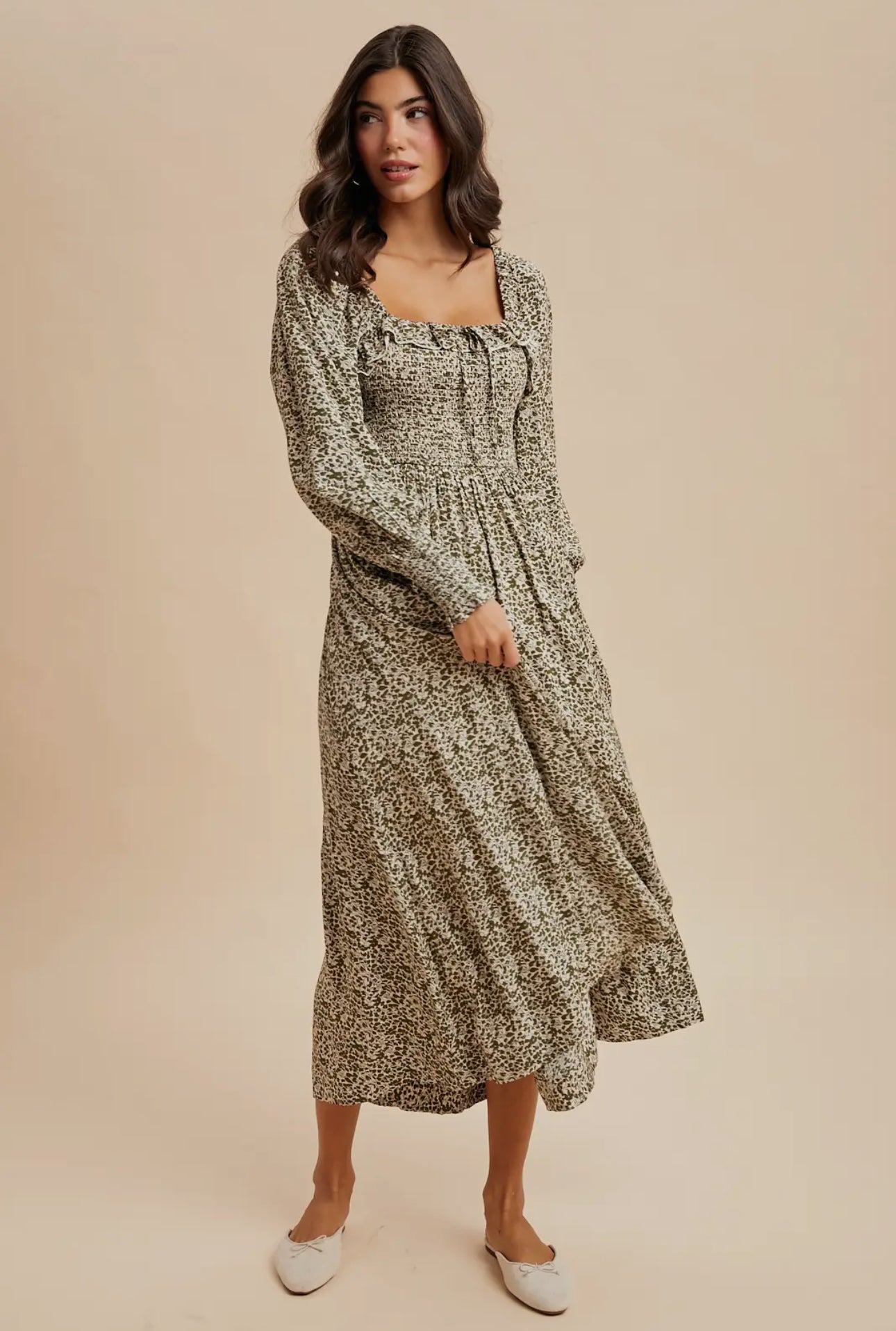 Smocked Ruffled Floral Maxi
