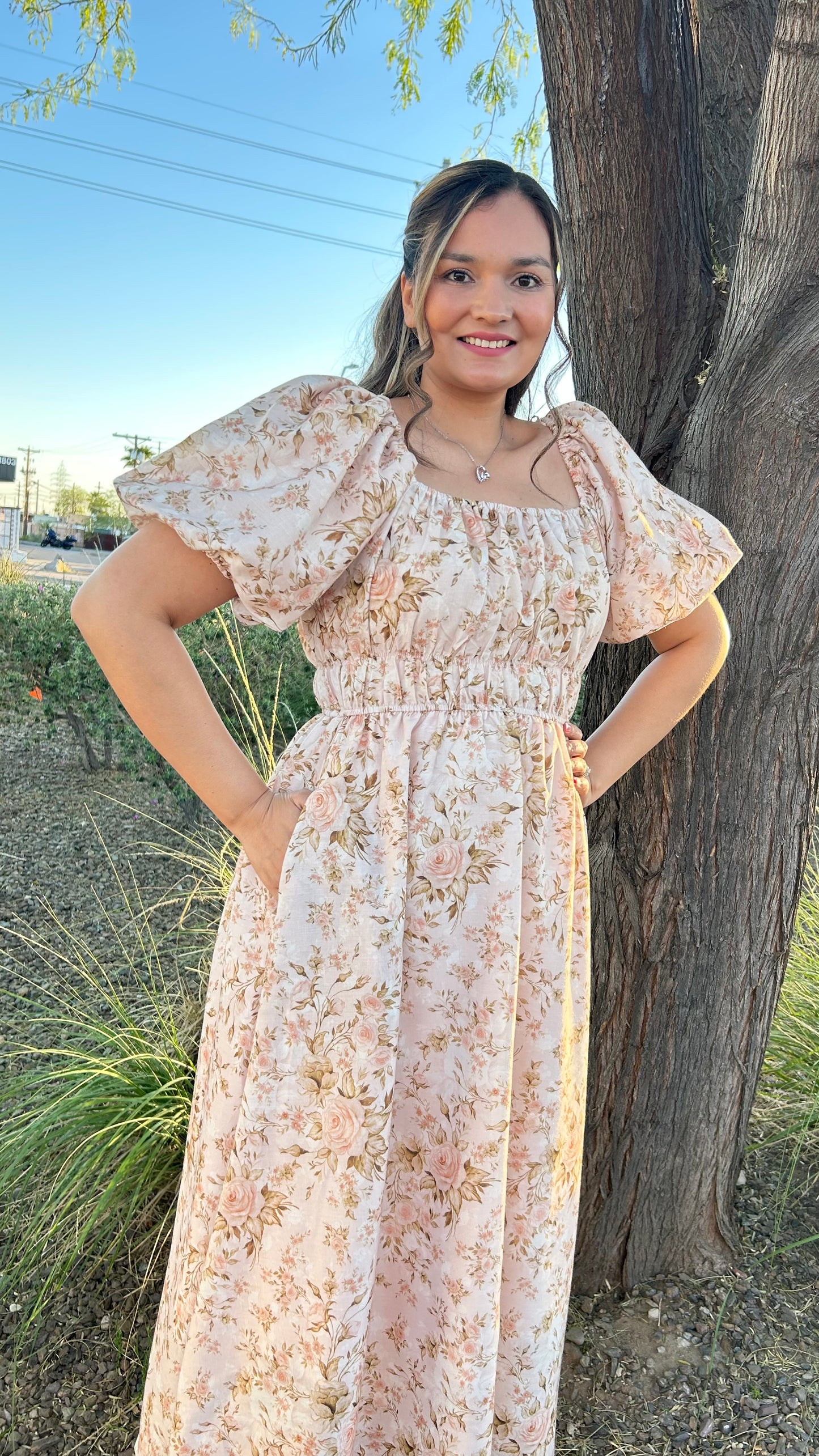Angie Floral Print Midi Dress