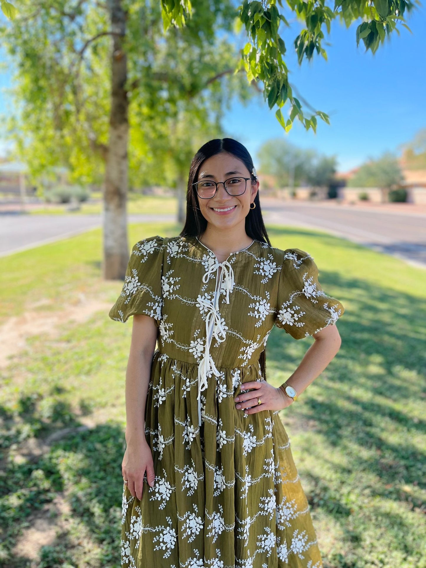 Vintage-Inspired Embroidered Midi Dress