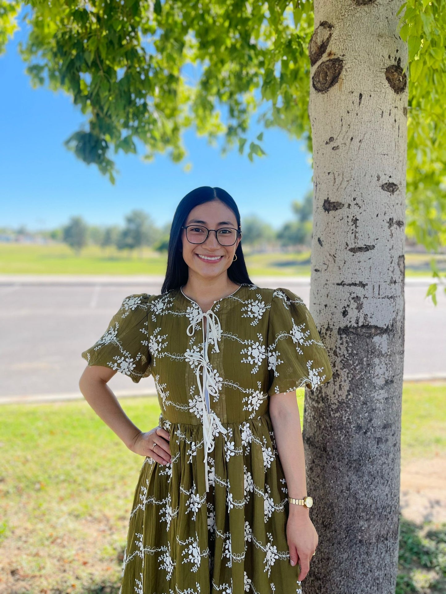 Vintage-Inspired Embroidered Midi Dress