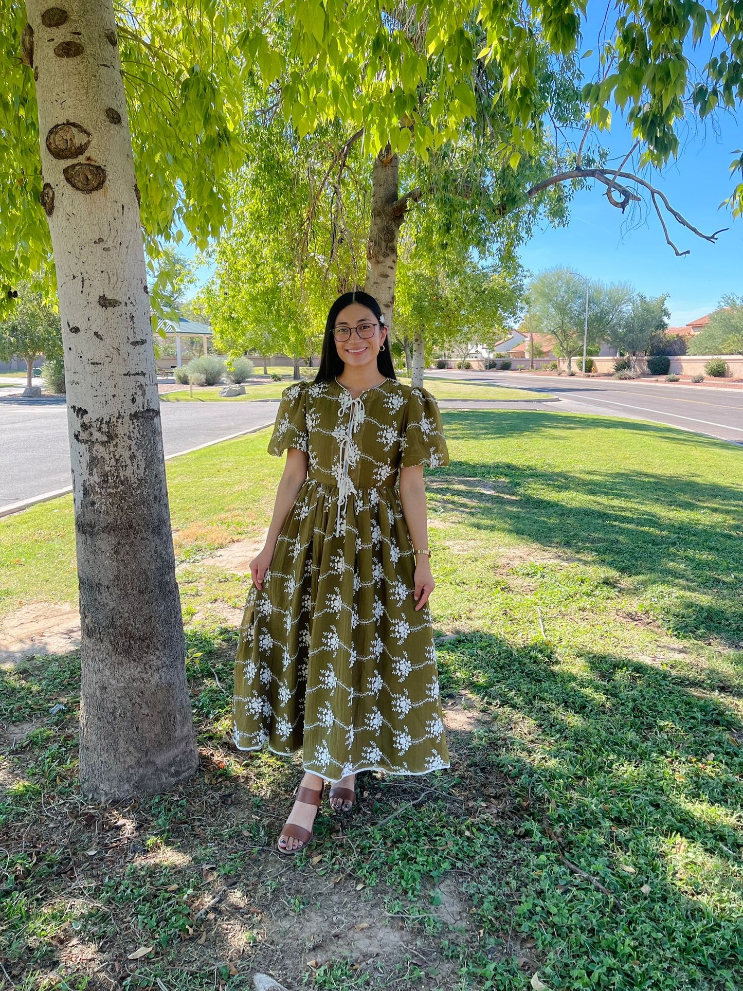 Vintage-Inspired Embroidered Midi Dress