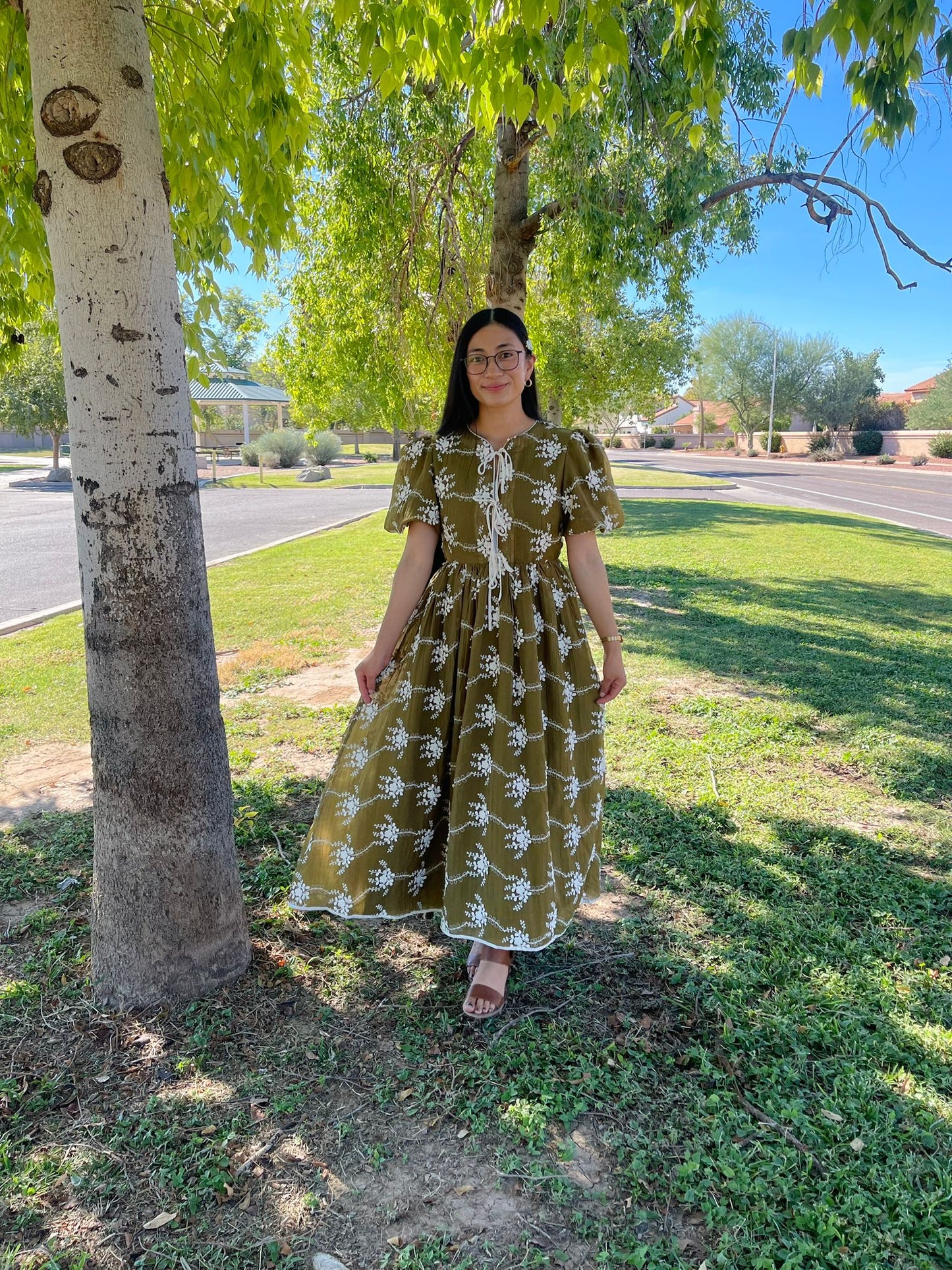 Vintage-Inspired Embroidered Midi Dress