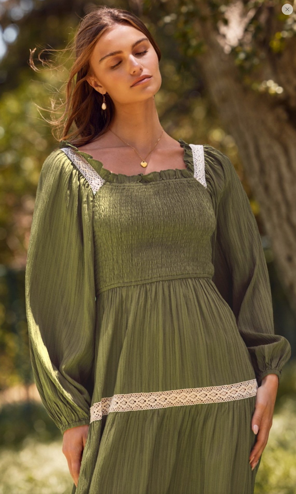Long-sleeve Smocked Dress
