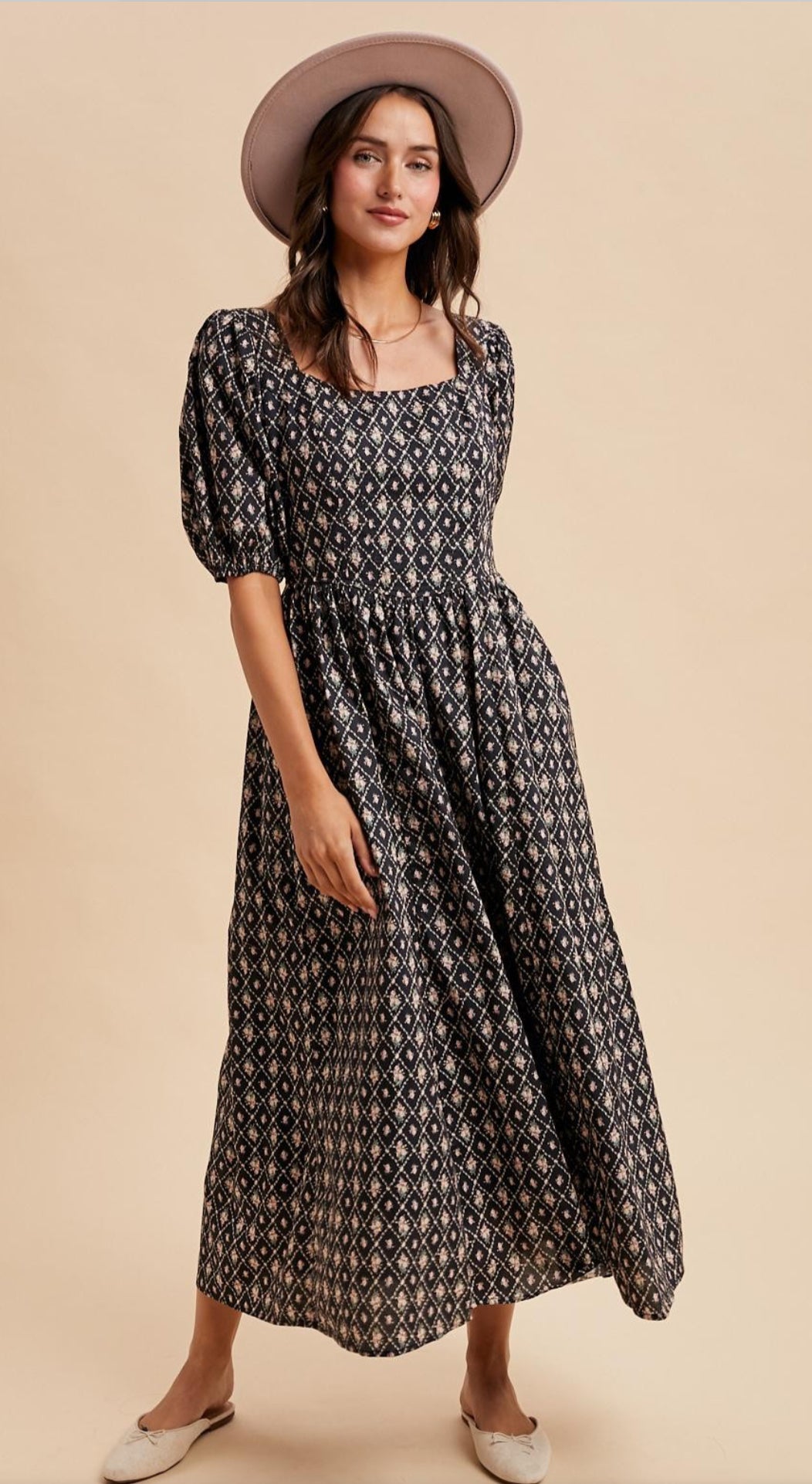Cotton Square Neck Puff Dress