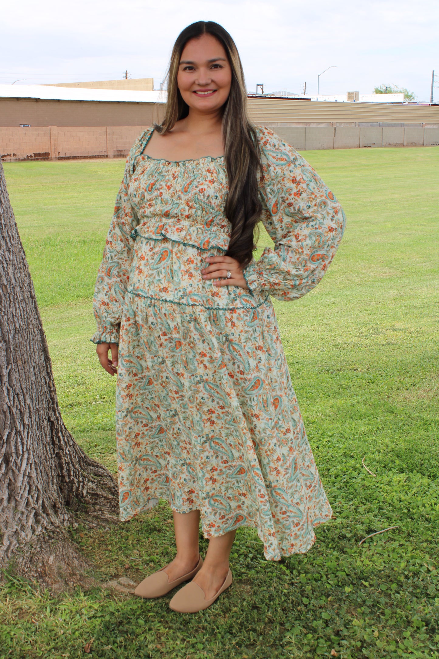 Paisley Smocked Tiered Maxi Dress