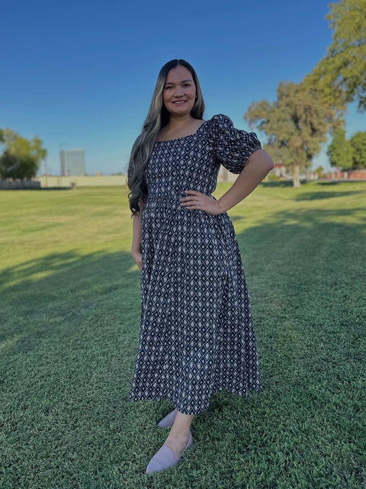 Cotton Square Neck Puff Dress